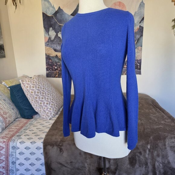 Antonio Melani 100% Cashmere Peplum Sweater Women’s Small Blue Long Sleeve Soft - Picture 8 of 12